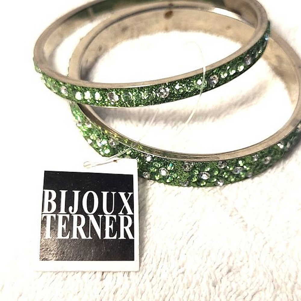Bijoux Terner Stackable Bangle Bracelets Stone Studded Slip-On Nickel Lead Free
